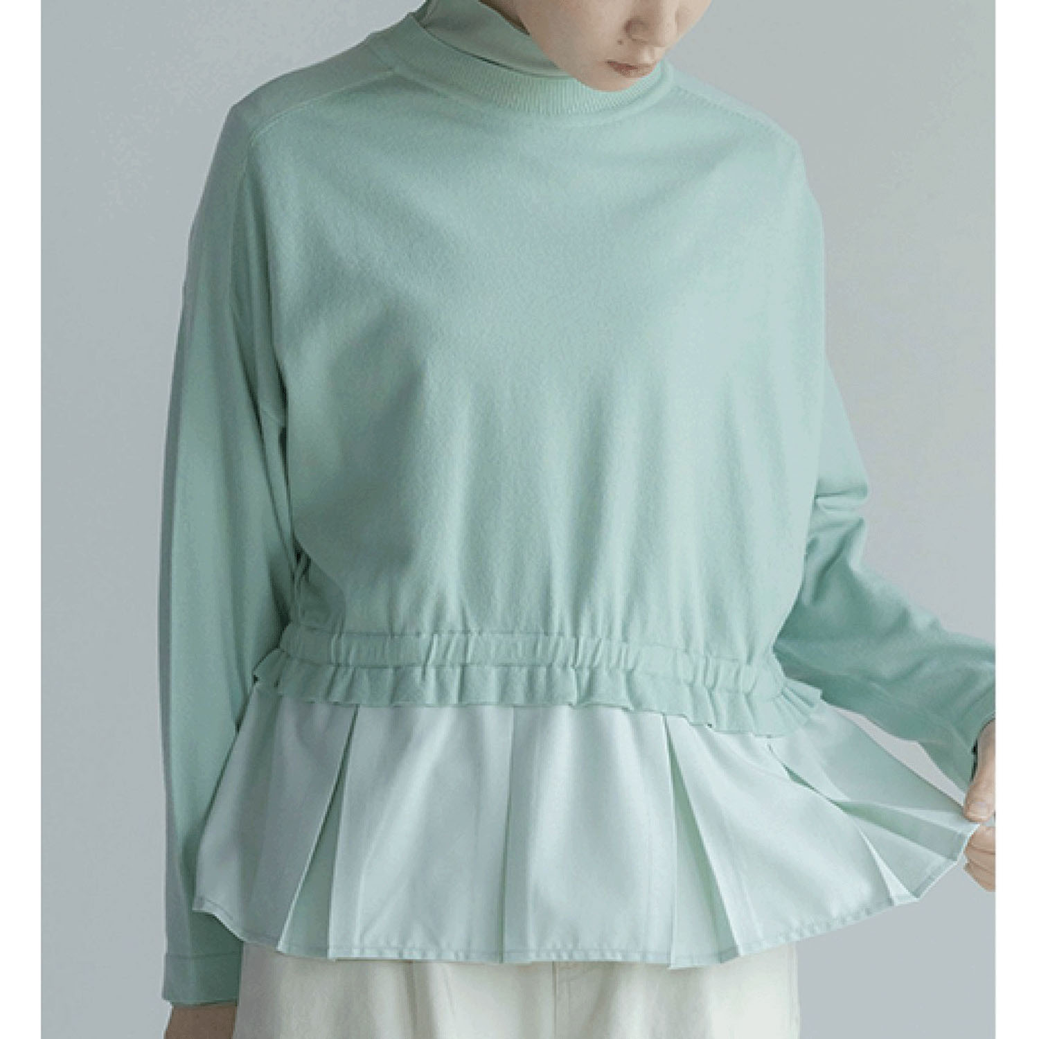 LILASIC コットンリネン布帛コンビプルオーバー - 画像1