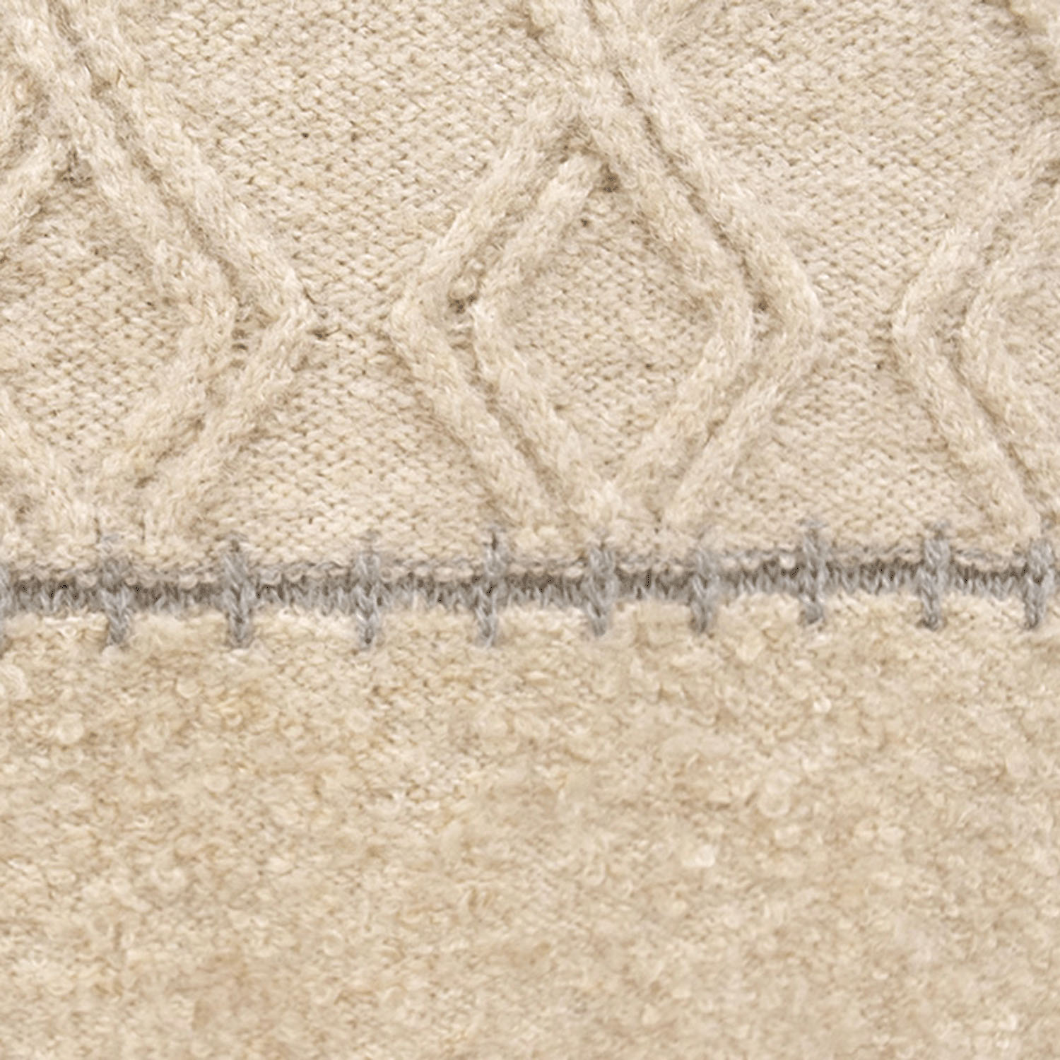 Keitto 編地切り替えブランケットステッチ入りニットプルオーバー - 画像4