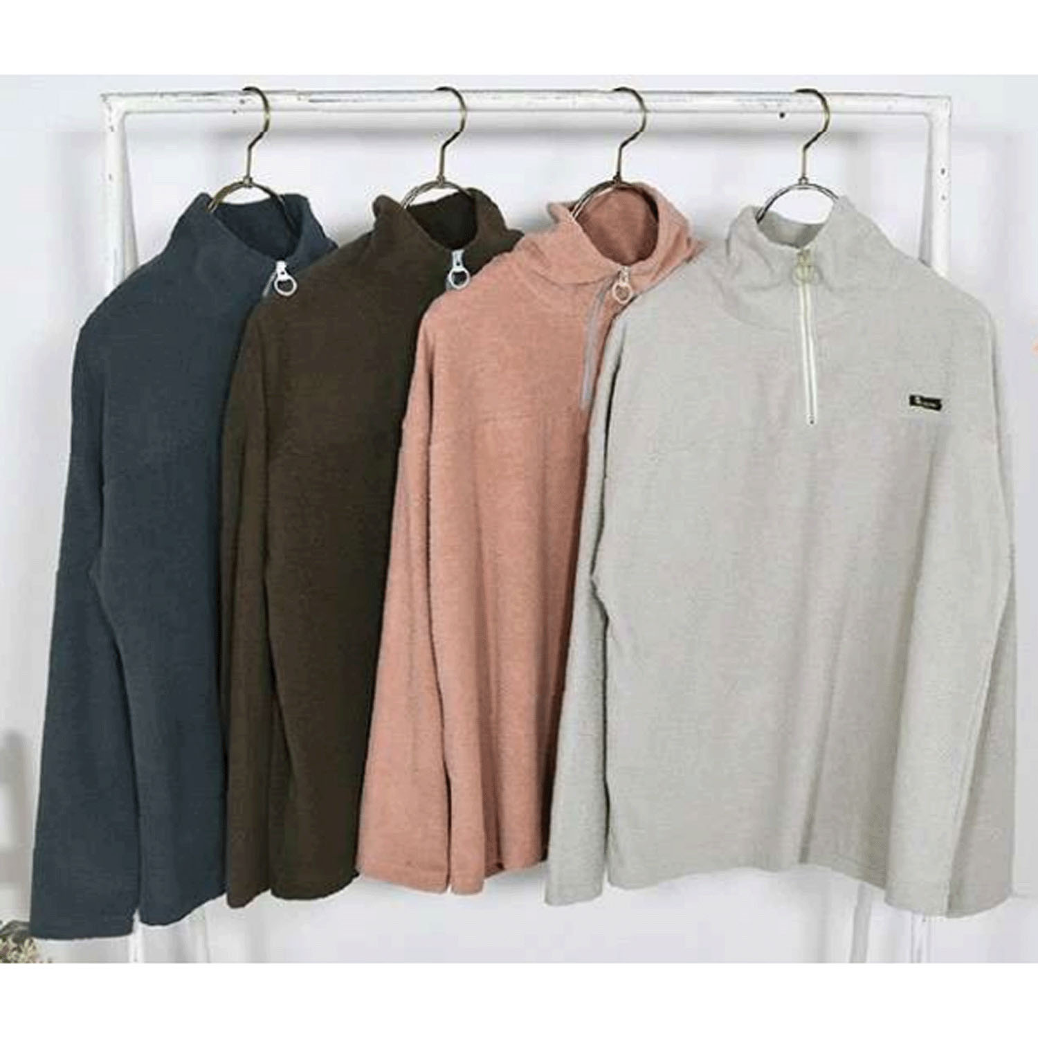 Keitto 配色ファスナー付きモコモコプルオーバー - 画像1