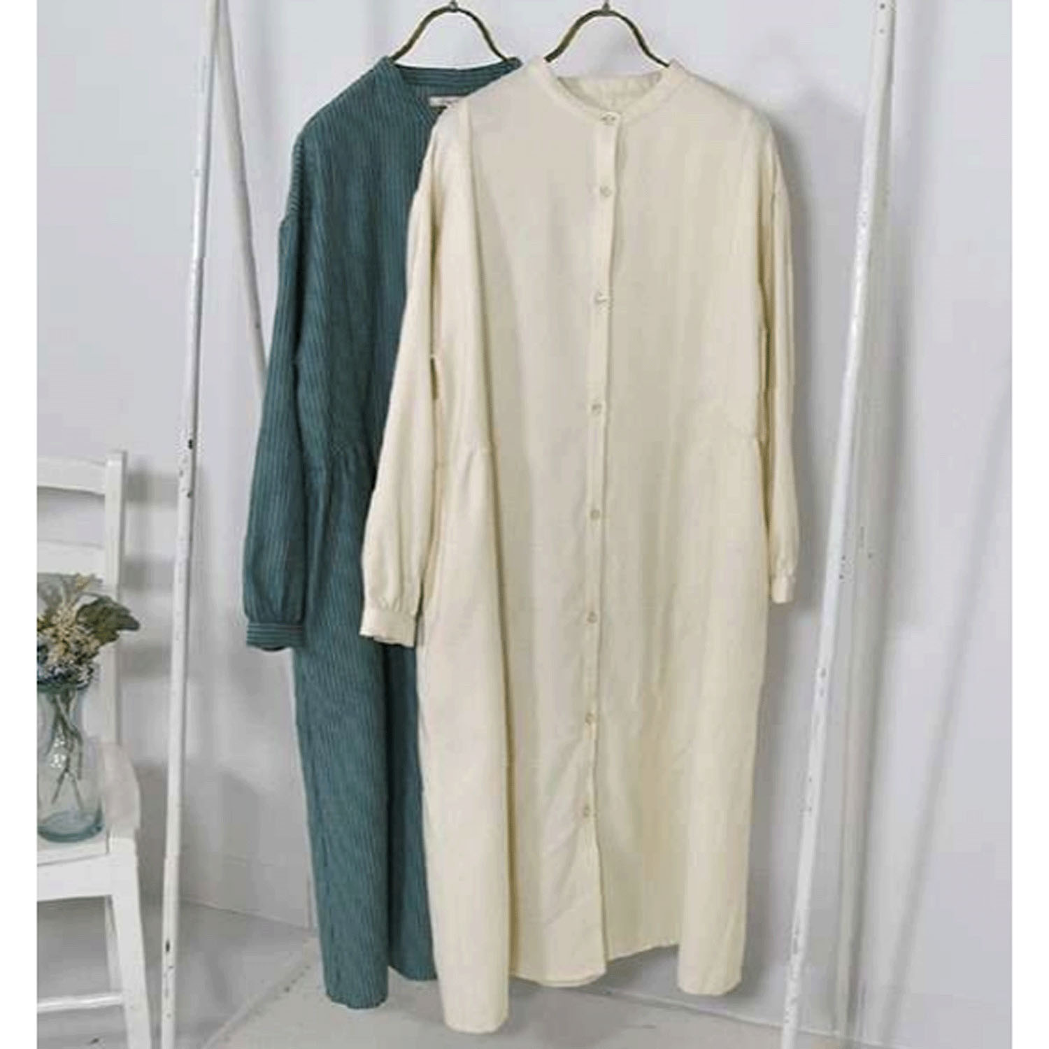 Keitto 森の庭カフェモチーフ付き切り替えシャツワンピース - 画像1