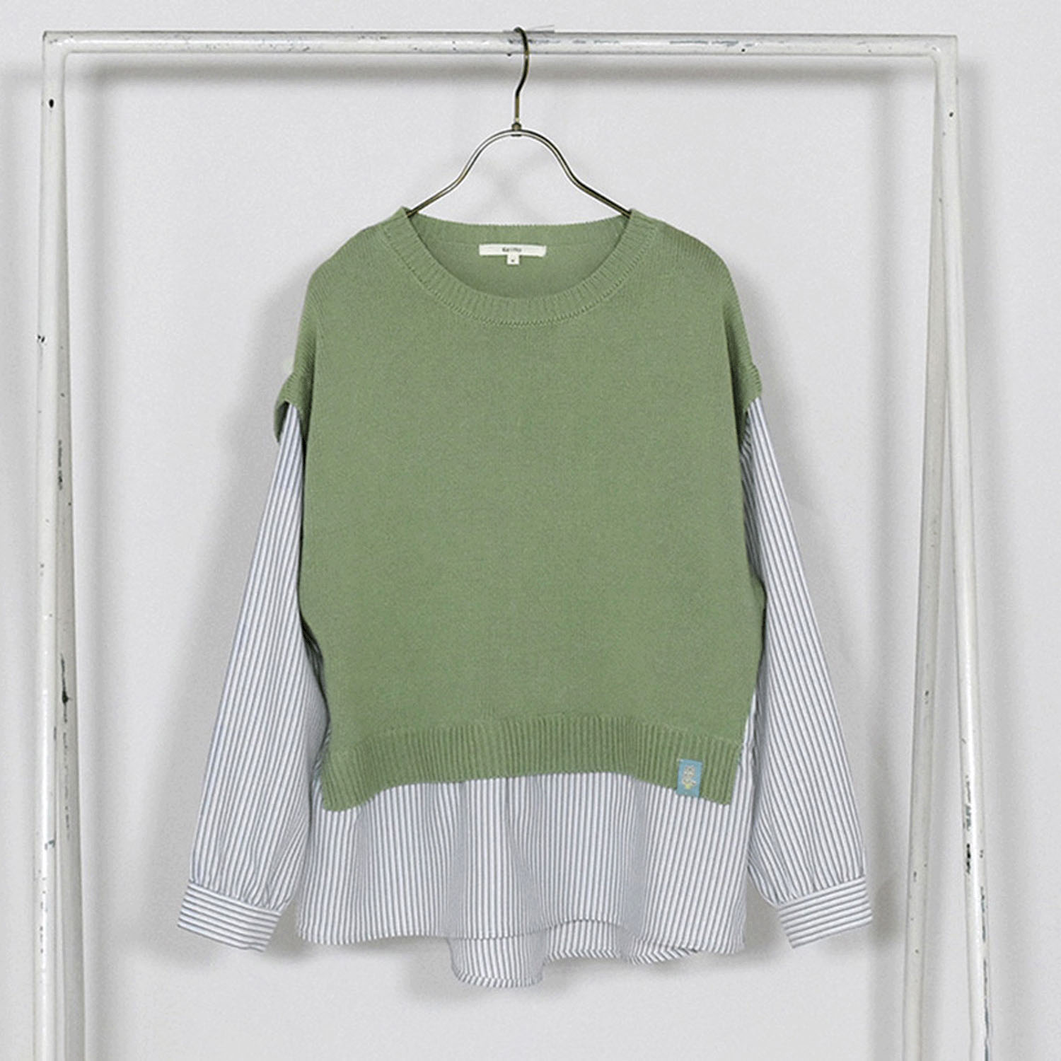 Keitto布帛ドッキングニットプルオーバー - 画像4