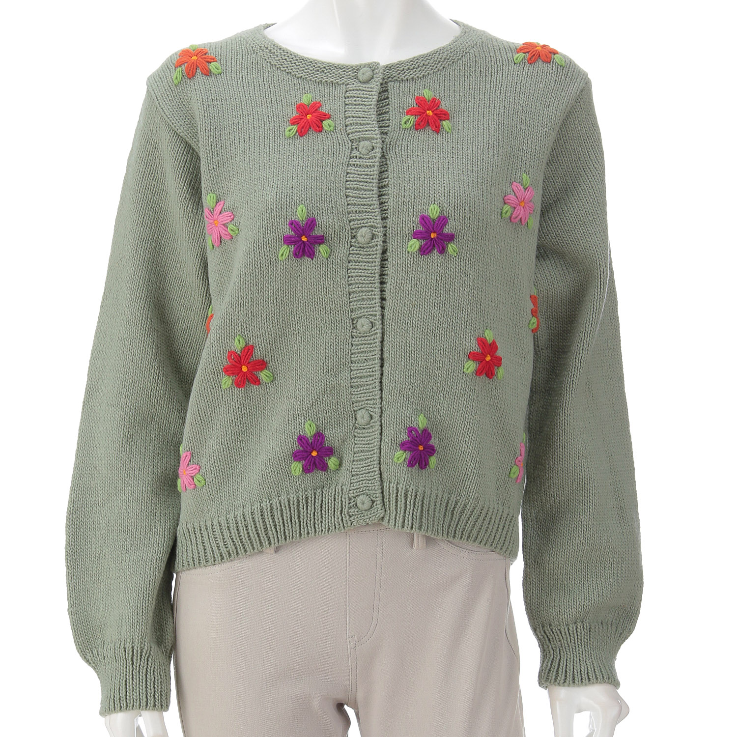 ESTELLE 花柄クルーネックカーディガン