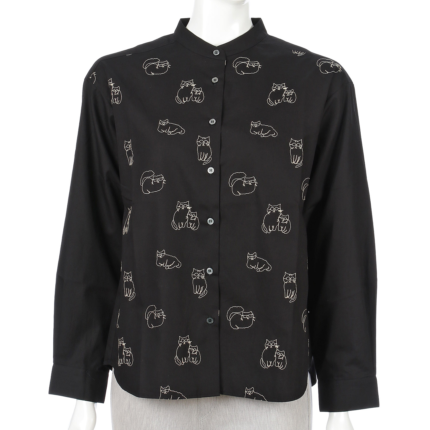 Parkes  刺繍柄バンドカラーシャツ - 画像2