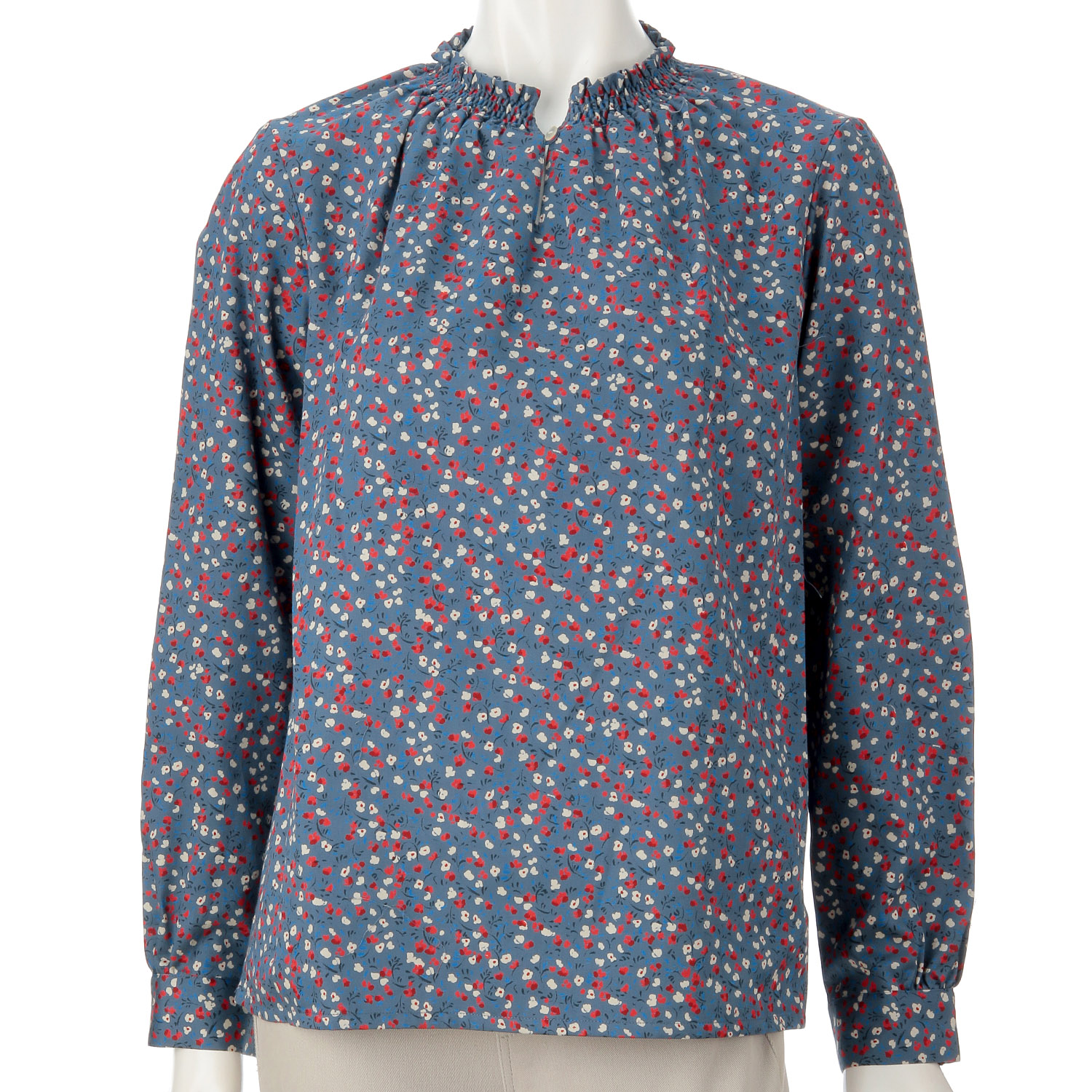 Parkes 小花柄衿シャーリングブラウス - 画像2