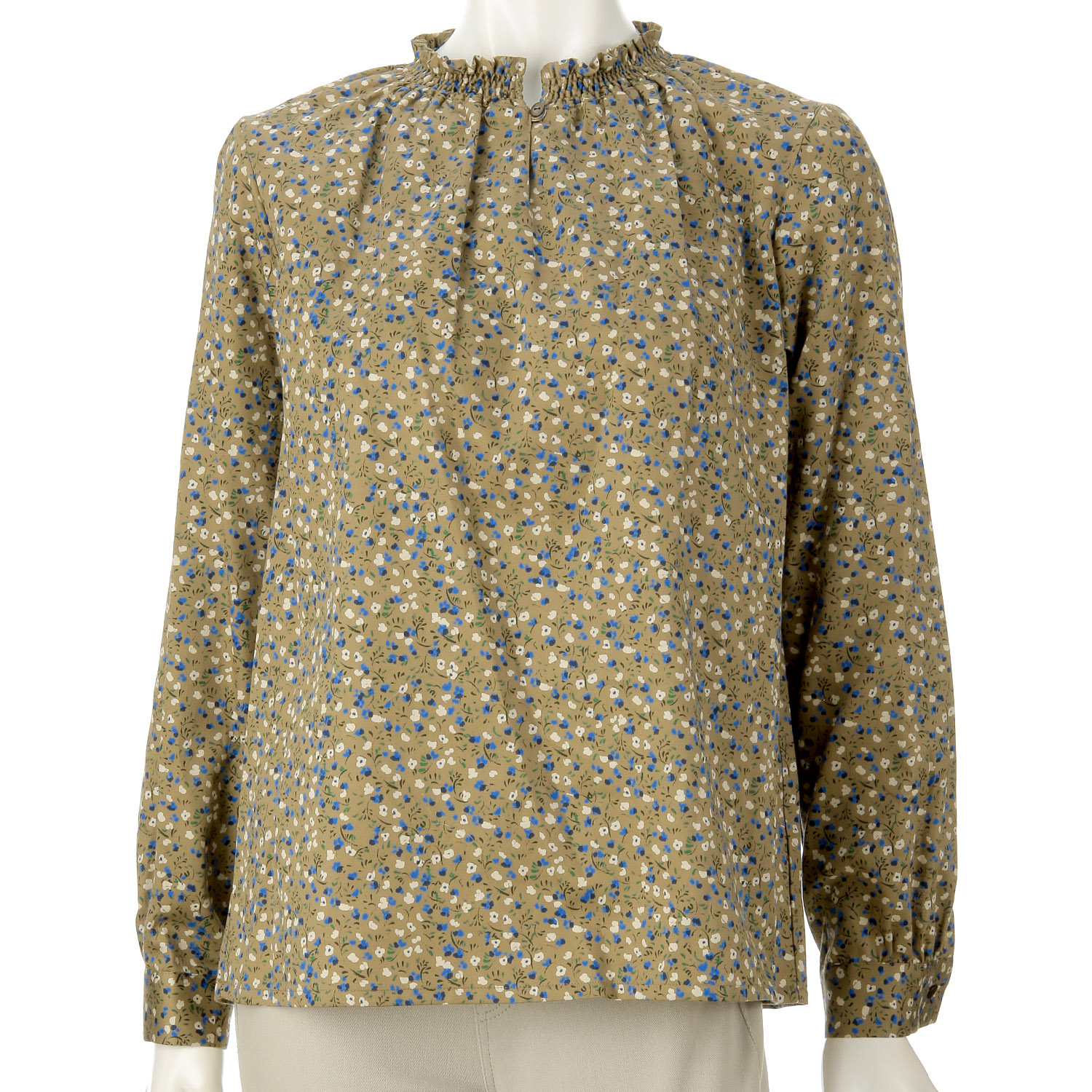 Parkes 小花柄衿シャーリングブラウス - 画像1