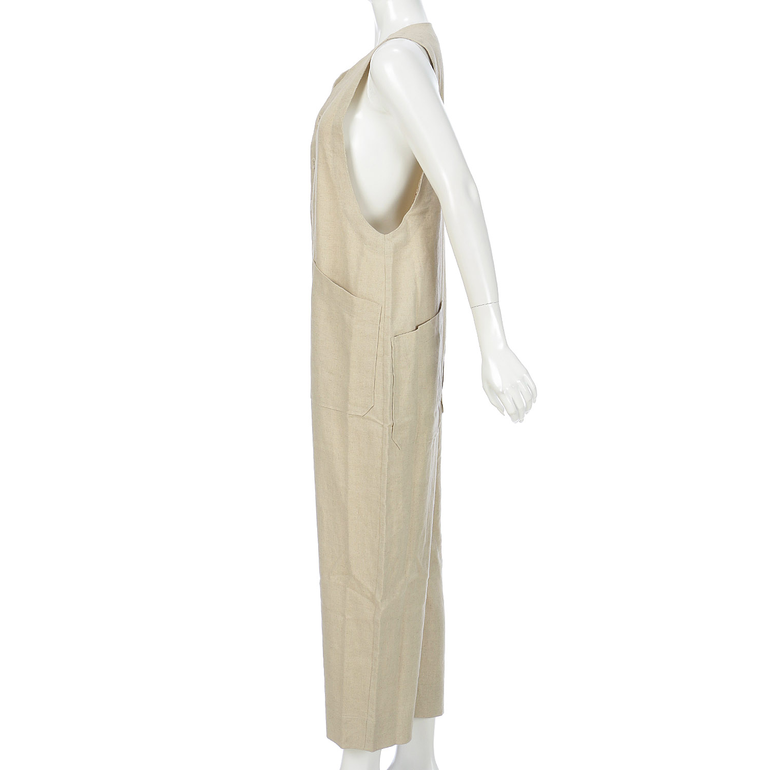 YURK geniet van リネンコットンヘリンボンVネックサロペット - 画像7