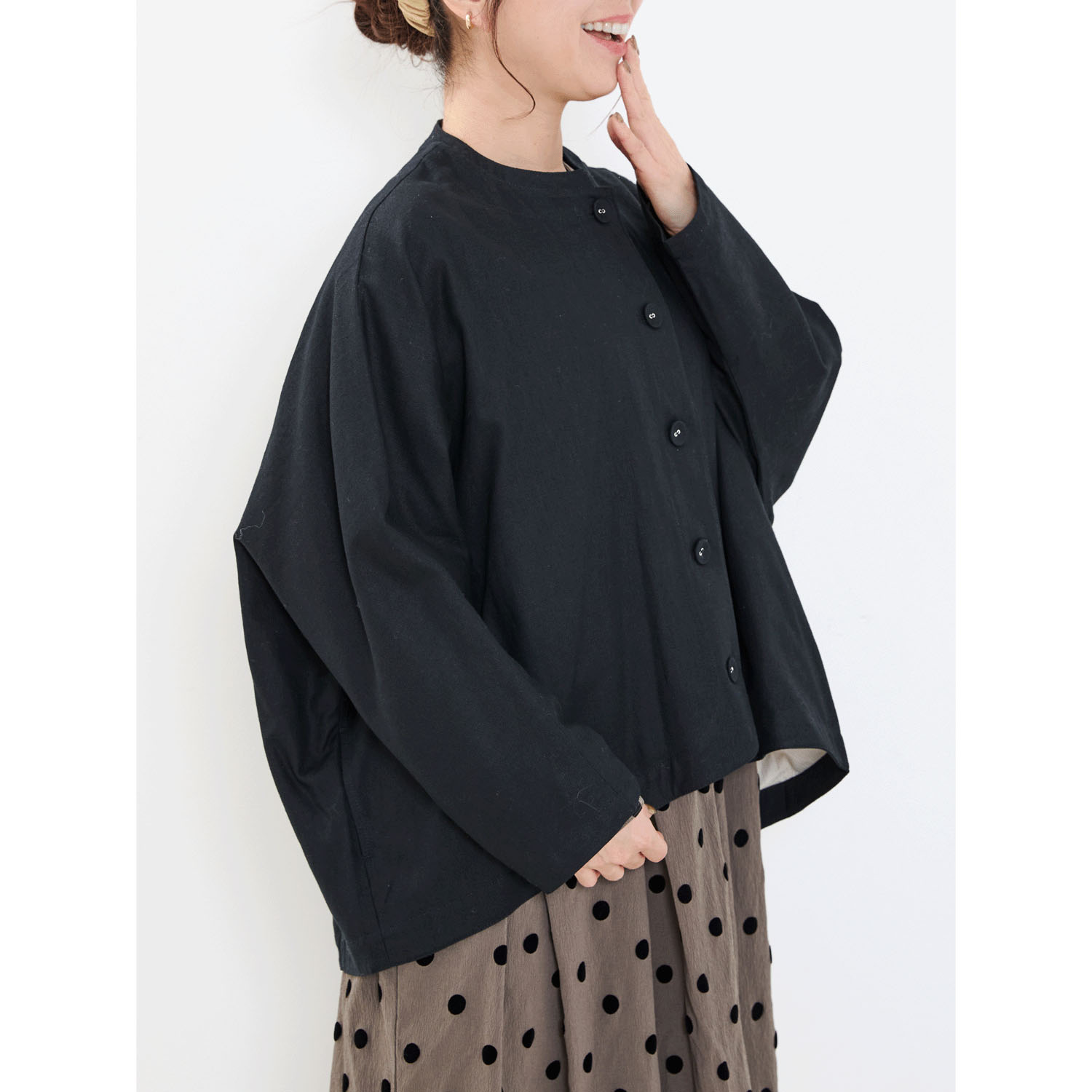 YURK genite van リネンコットンバルーンジャケット - 画像3