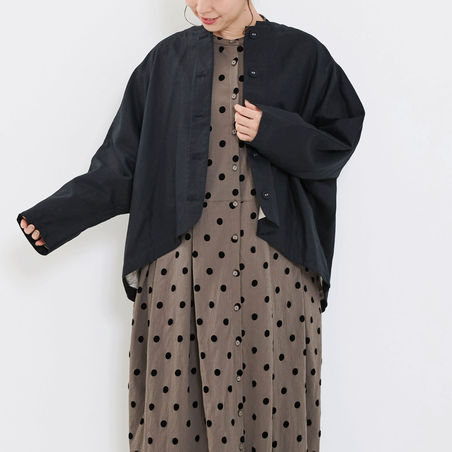 YURK genite van リネンコットンバルーンジャケット - 画像1