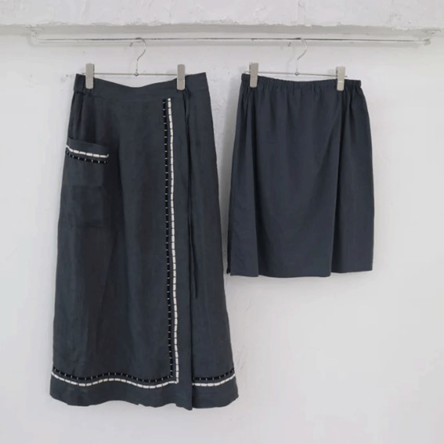 doux bleu インドリネンコード刺繍スカート - 画像4