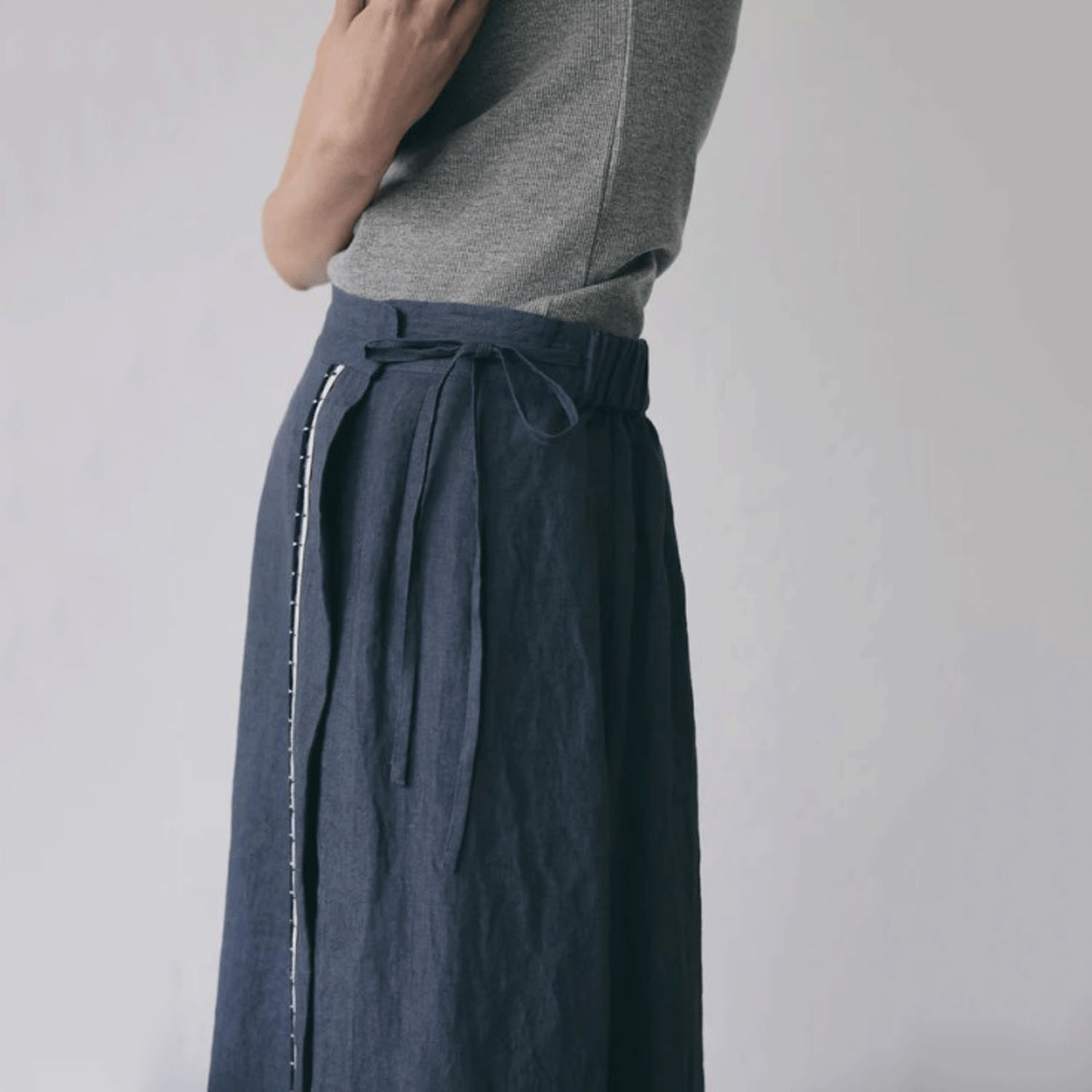 doux bleu インドリネンコード刺繍スカート - 画像5