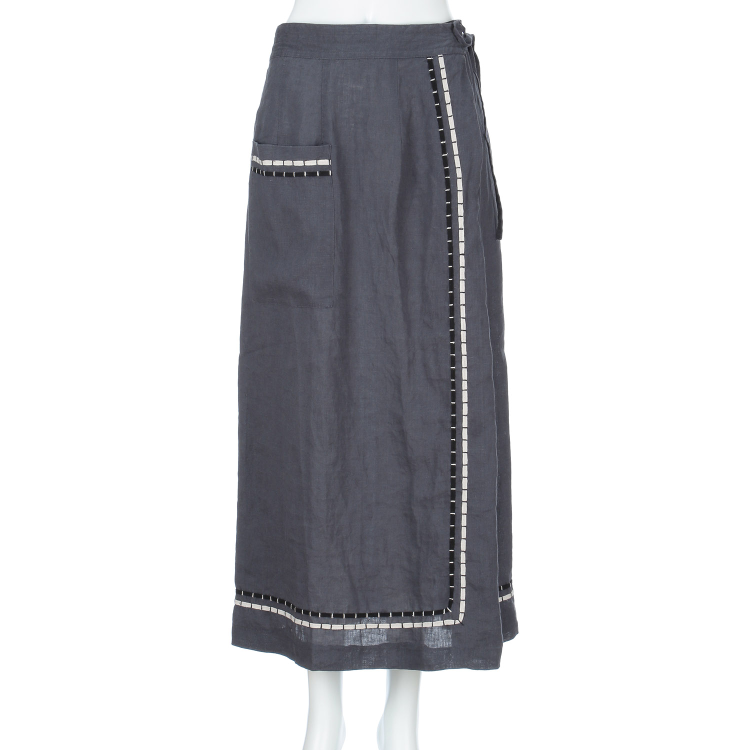 doux bleu インドリネンコード刺繍スカート - 画像6