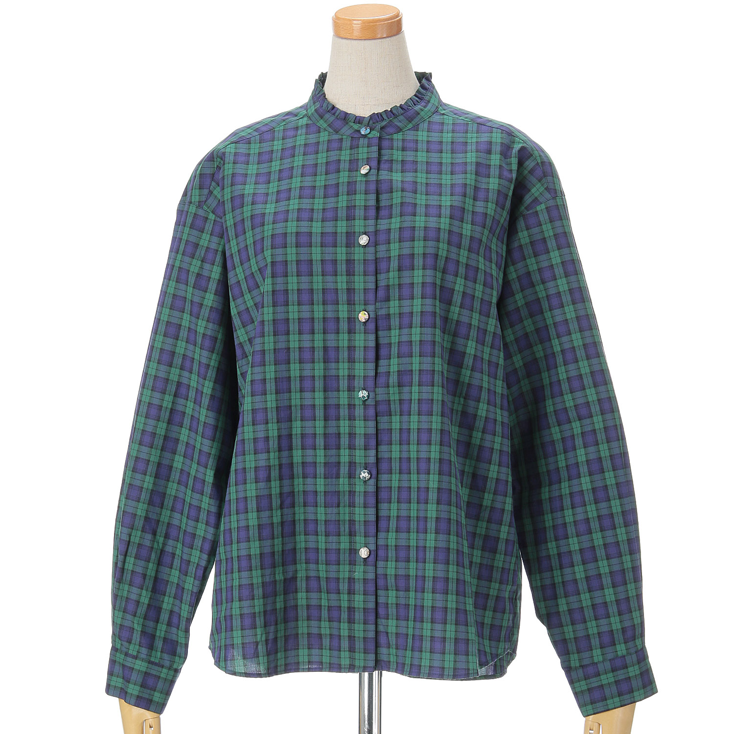 Parkes スタンドフリルドロップショルダーシャツ - 画像4