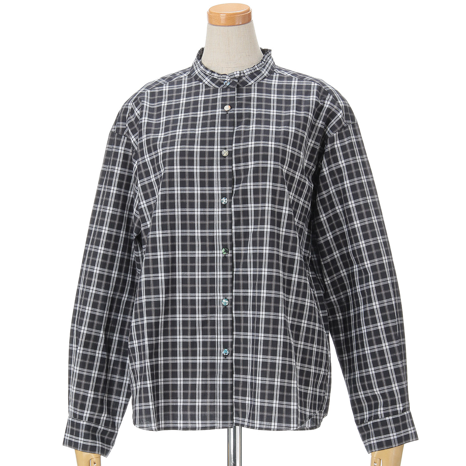 Parkes スタンドフリルドロップショルダーシャツ - 画像5