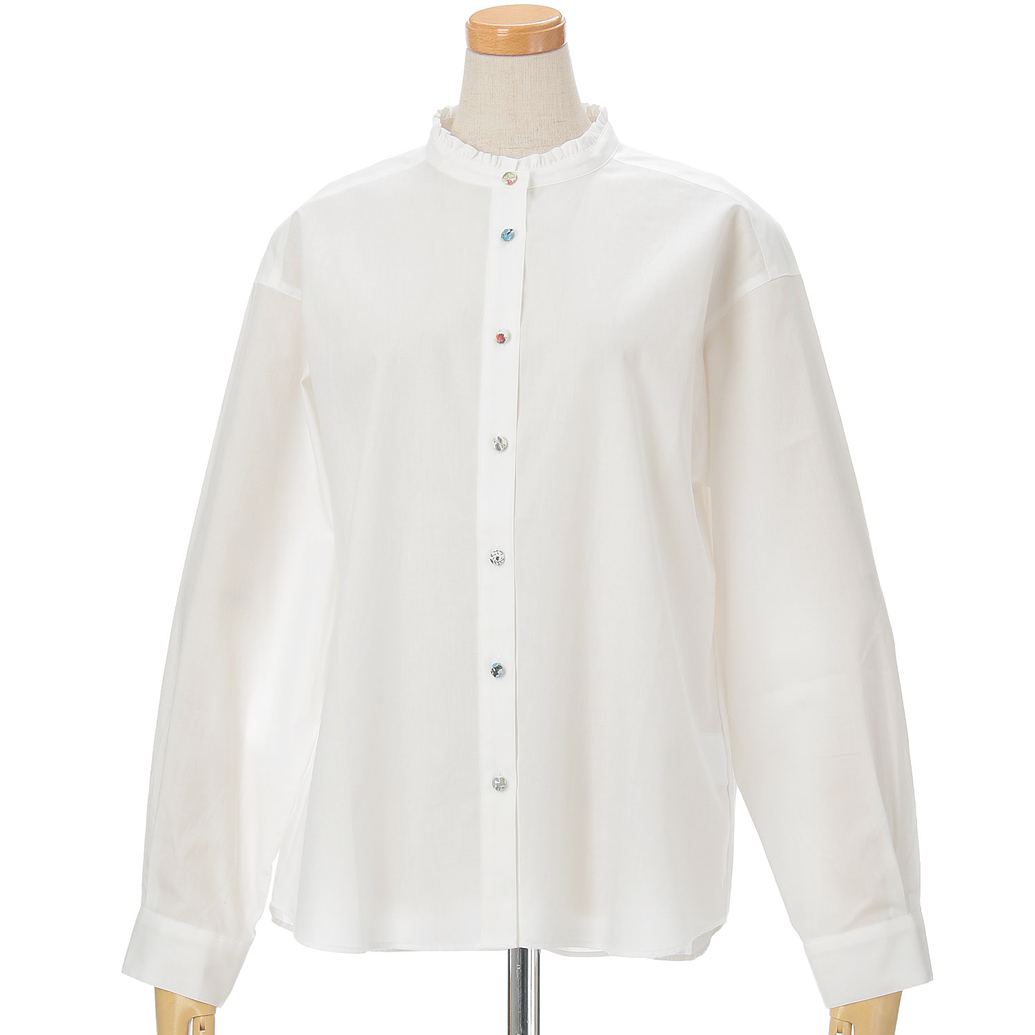 Parkes スタンドフリルドロップショルダーシャツ - 画像1