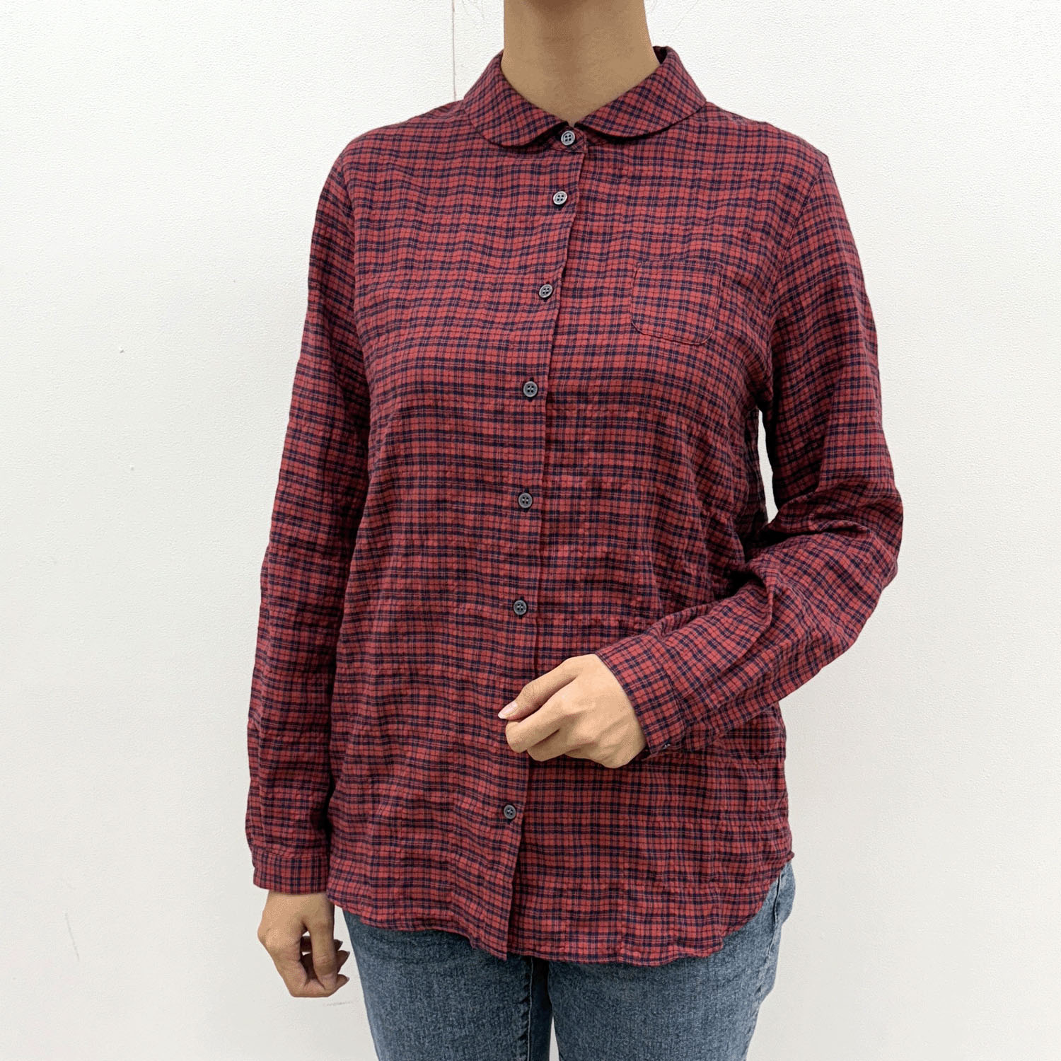 Parkes ヘリンボーンシャーリングチェックシャツ