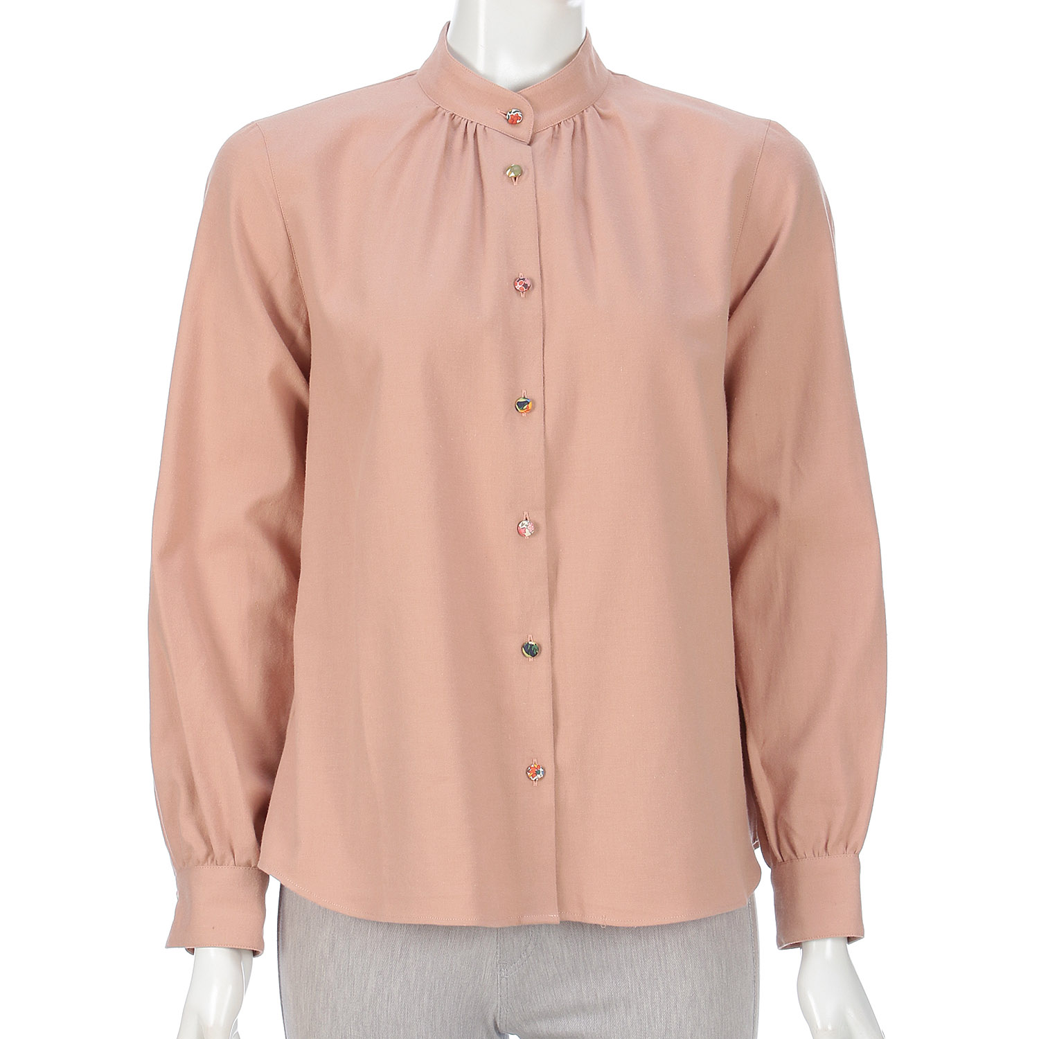 Parkes スタンドカラーギャザーブラウス - 画像1