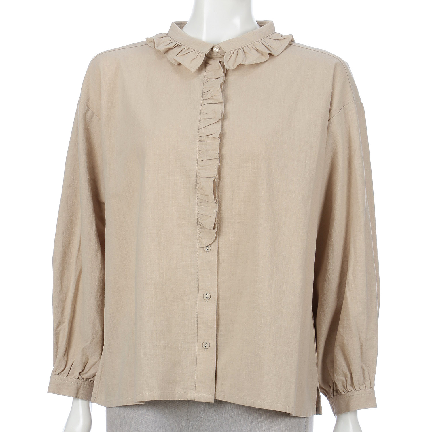ista－ire 綿麻サンドウォッシュ フリルカラーブラウス - 画像6