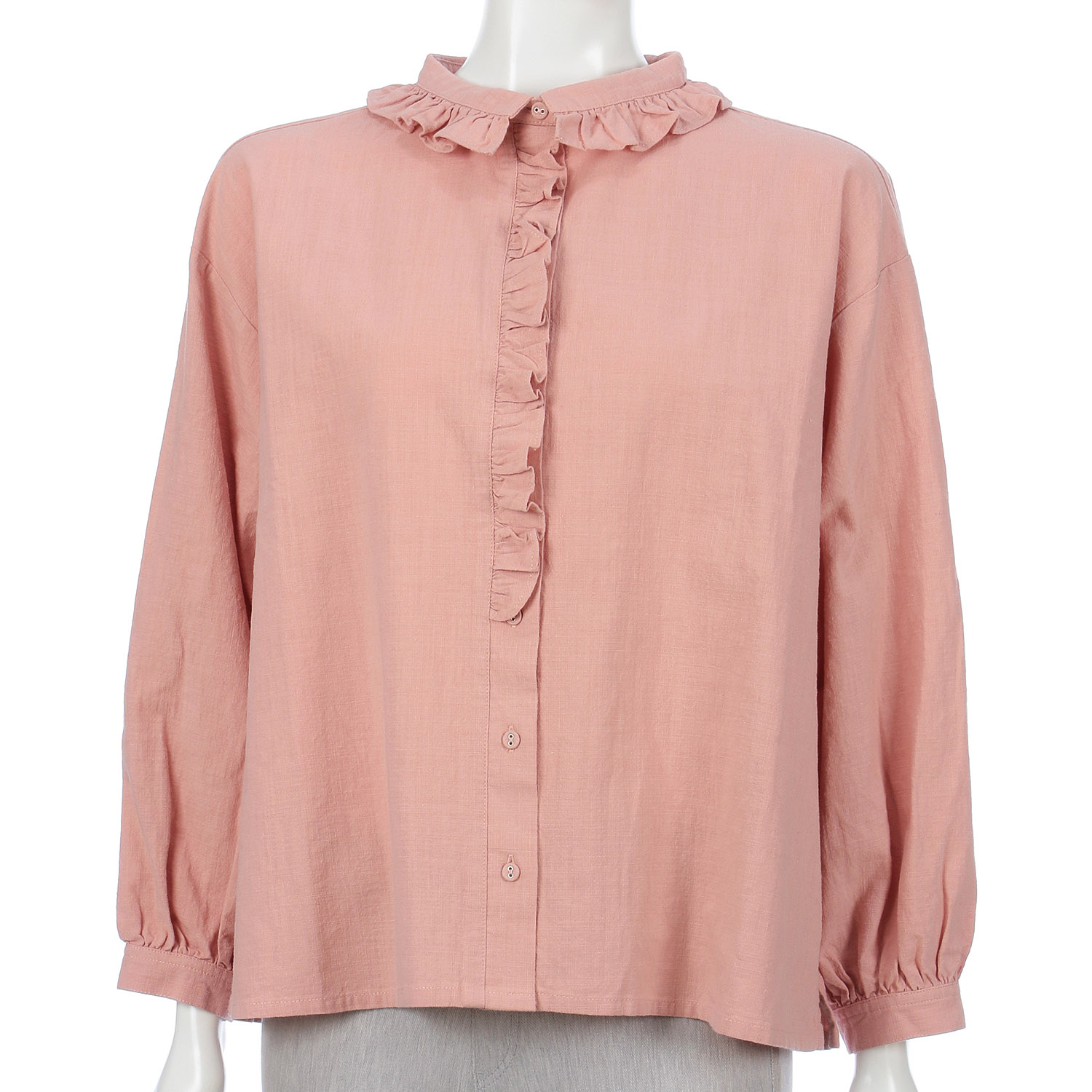 ista－ire 綿麻サンドウォッシュ フリルカラーブラウス - 画像7