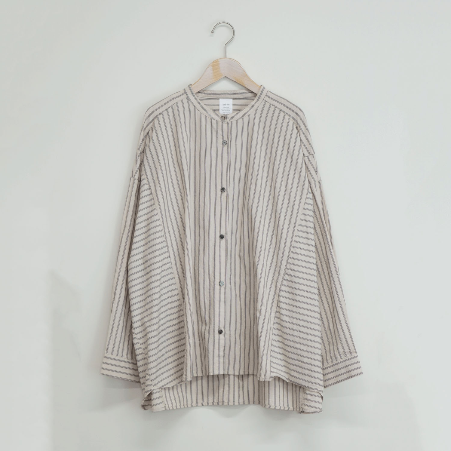 ista－ire 綿麻ストライプ柄 切替ブラウス - 画像6