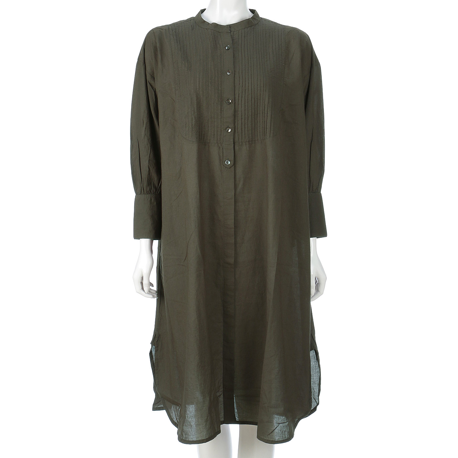 東京かんかん ピンタックコットン無地シャツワンピース - 画像3