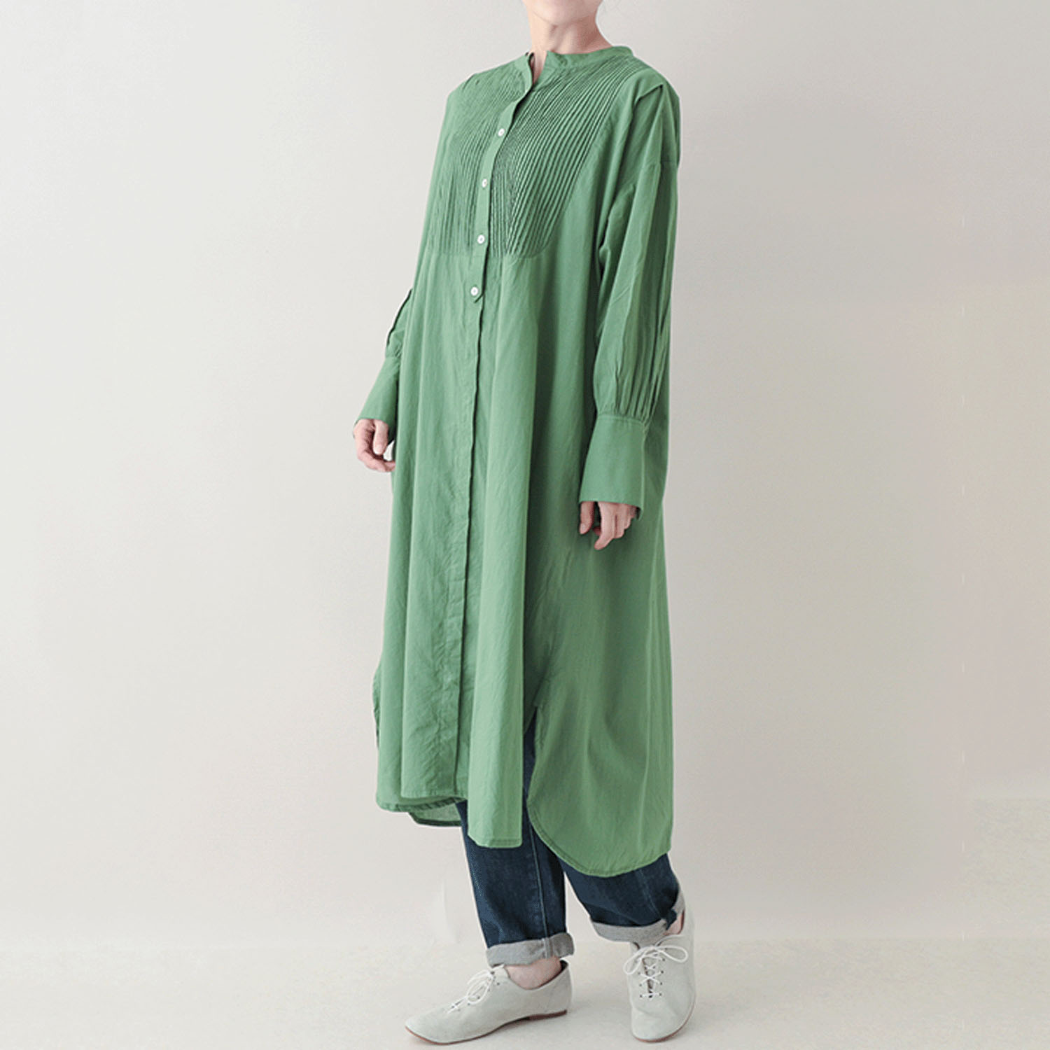 東京かんかん ピンタックコットン無地シャツワンピース - 画像9