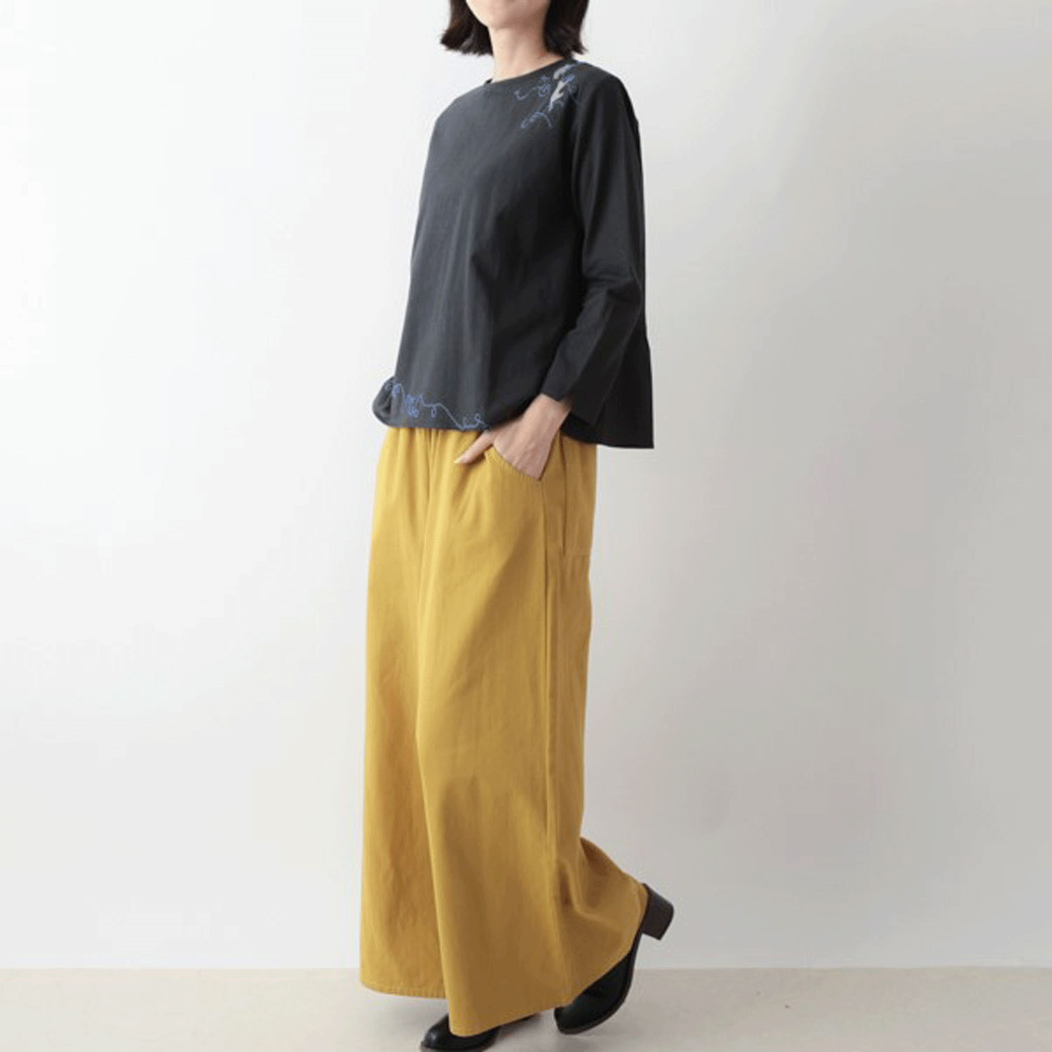 東京かんかん CAT刺繍コットンリネン2WAYブラウス - 画像2