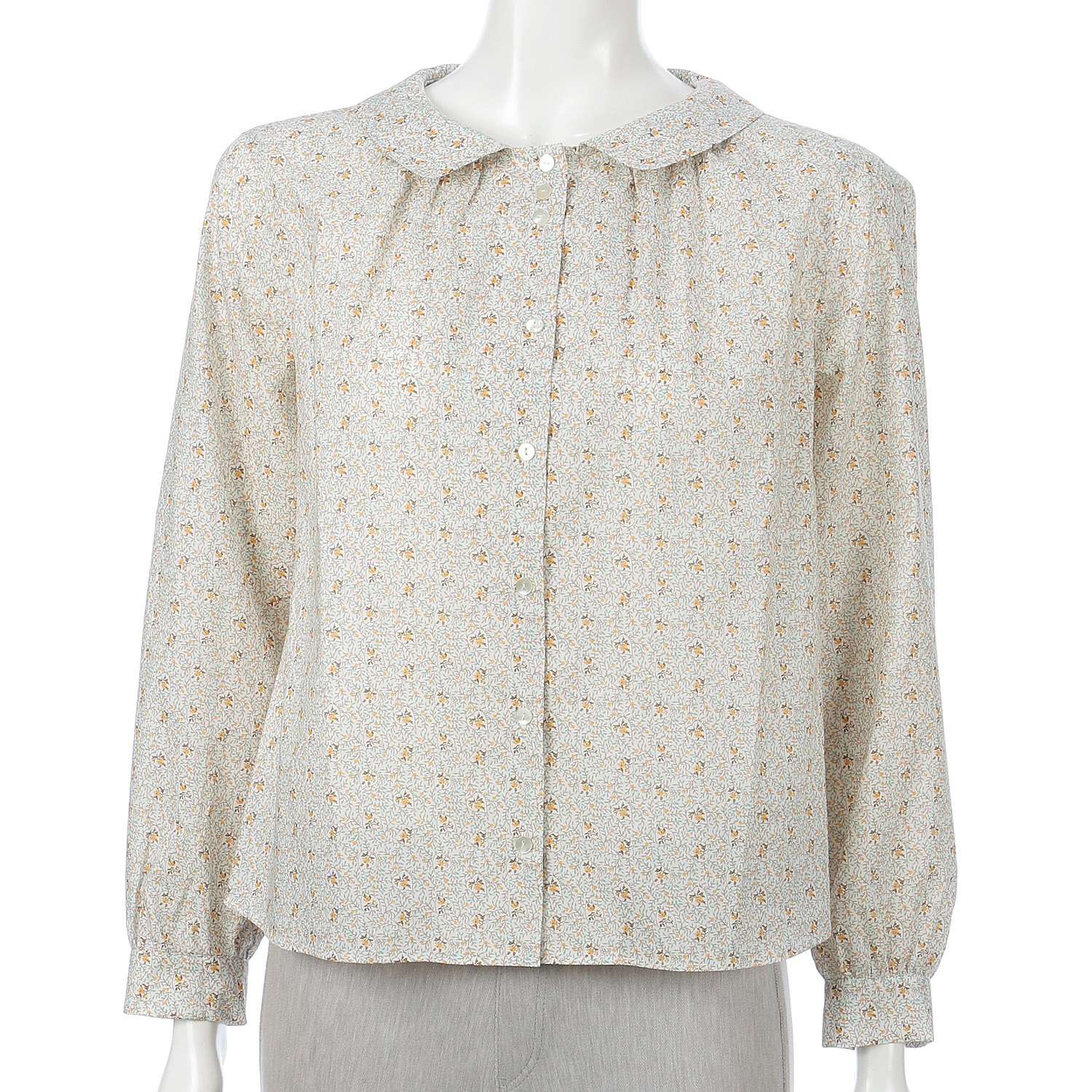 Parkes LIBERTYフラットカラーギャザーブラウス - 画像1