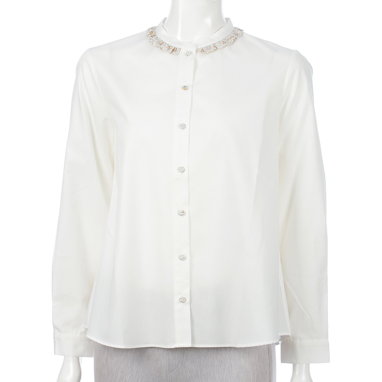 Parkes LIBERTYくるみ釦フリルブラウス - 画像2