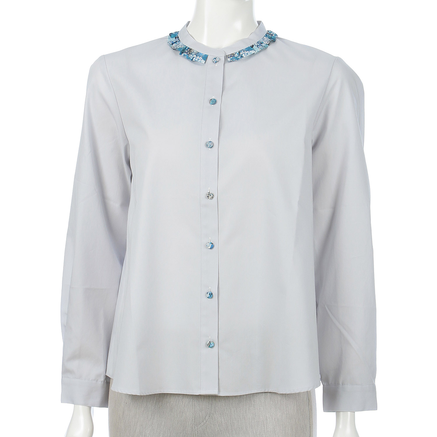 Parkes LIBERTYくるみ釦フリルブラウス - 画像3