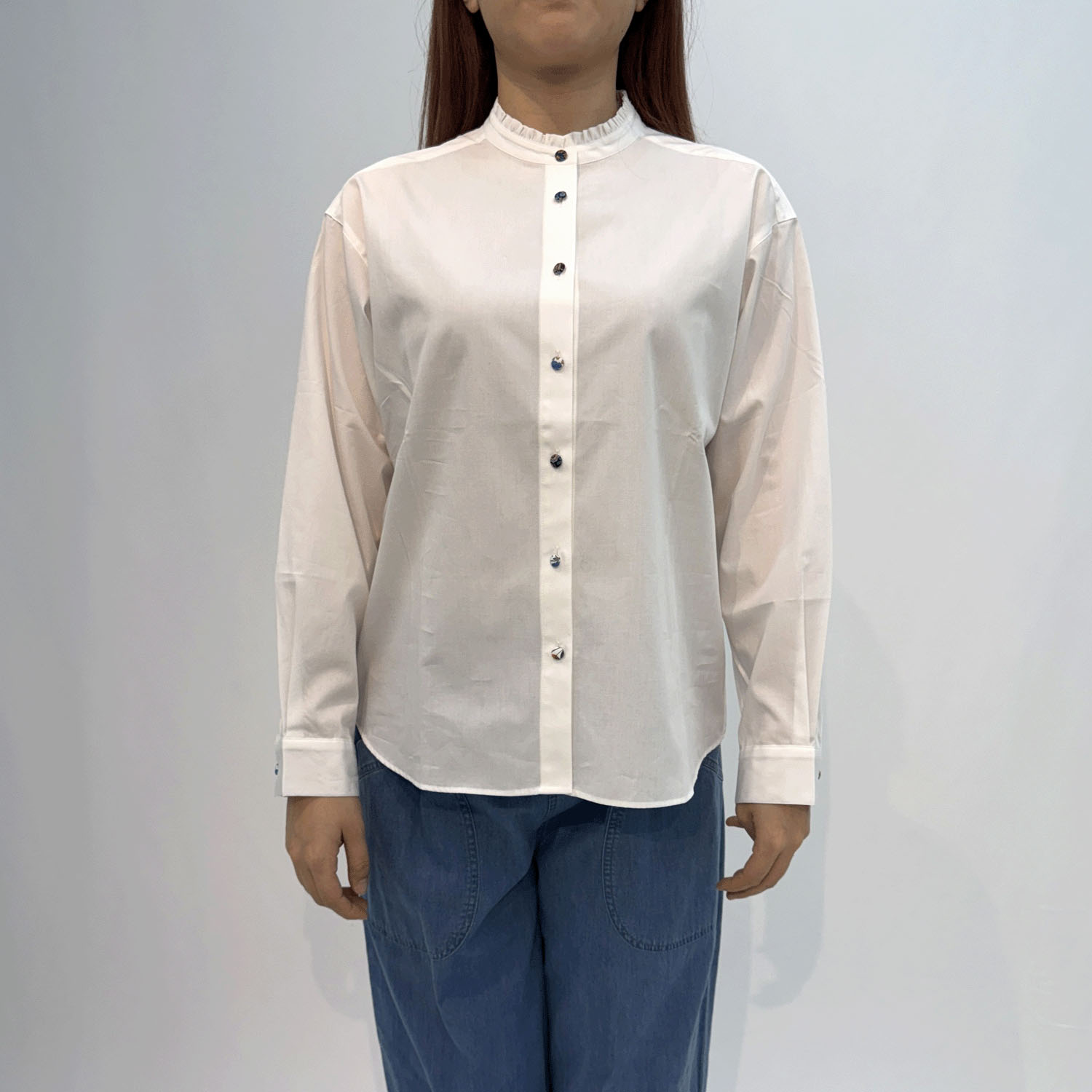 Parkes スタンドフリルドロップシャツ