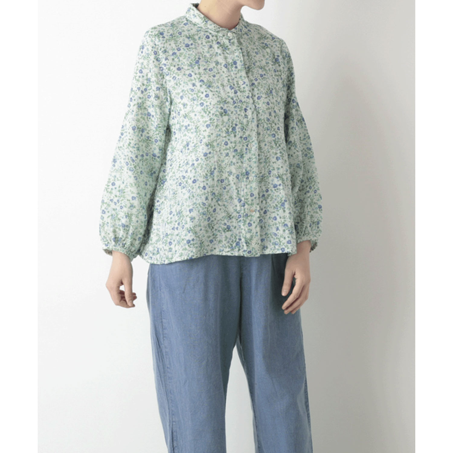 東京かんかん 小花柄コットンダブルガーゼブラウス - 画像1