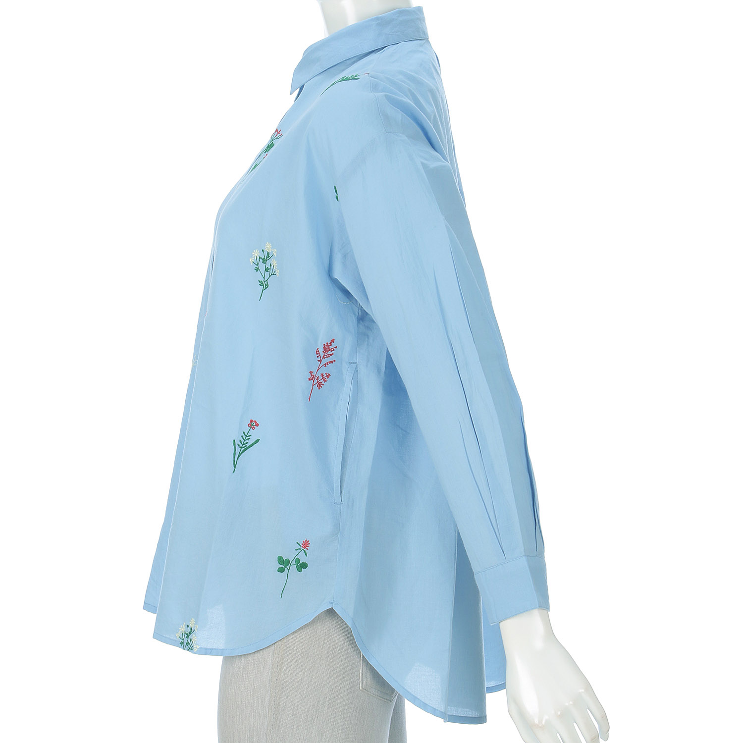 東京かんかん お花とトンボ刺繍コットンロングシャツ - 画像6