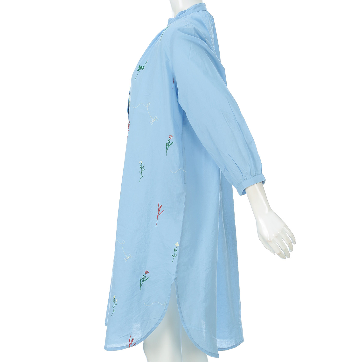 東京かんかん お花とトンボ刺繍コットンシャツワンピース - 画像3