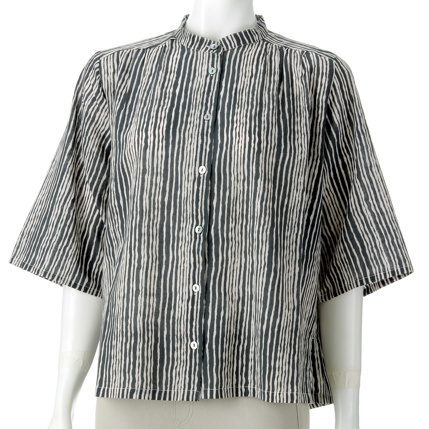 東京かんかん artipur ゆれるストライププリントコットンブラウス - 画像3