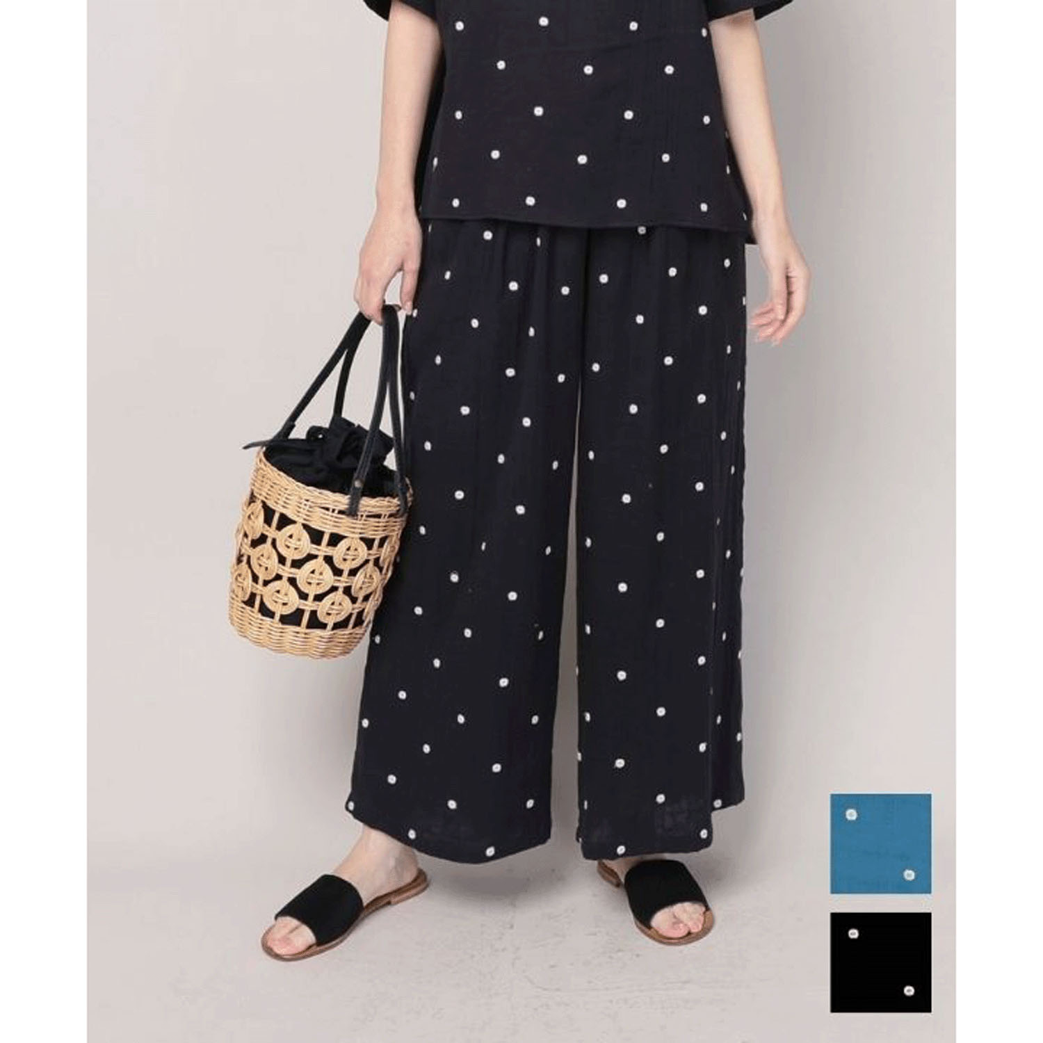 東京かんかん ドット刺繍パンツ