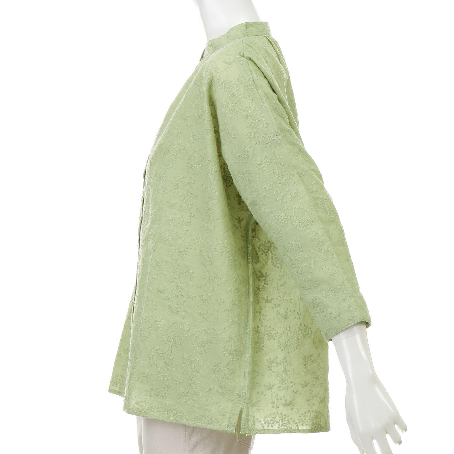 東京かんかん ペイズリー小花柄刺繍コットンギャザーブラウス - 画像6