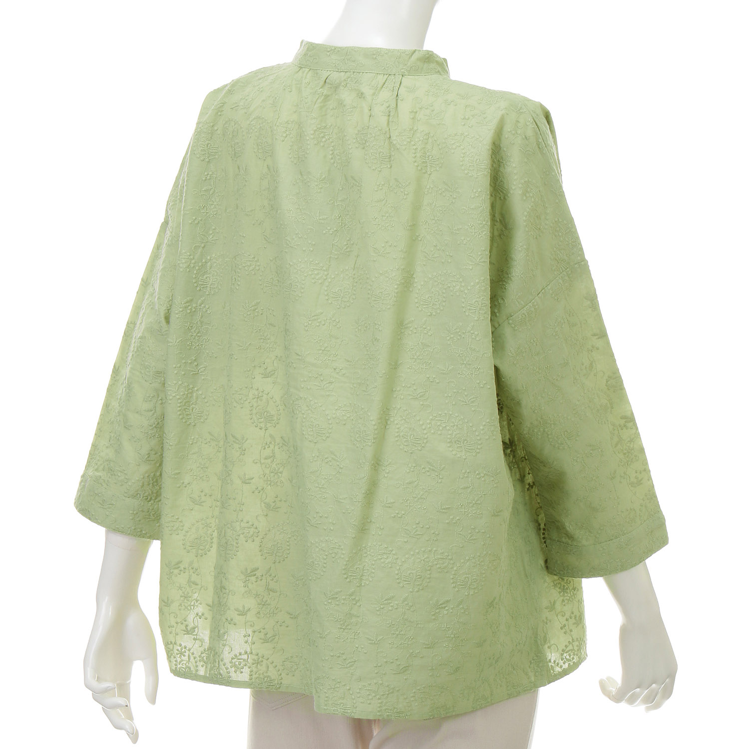 東京かんかん ペイズリー小花柄刺繍コットンギャザーブラウス - 画像7