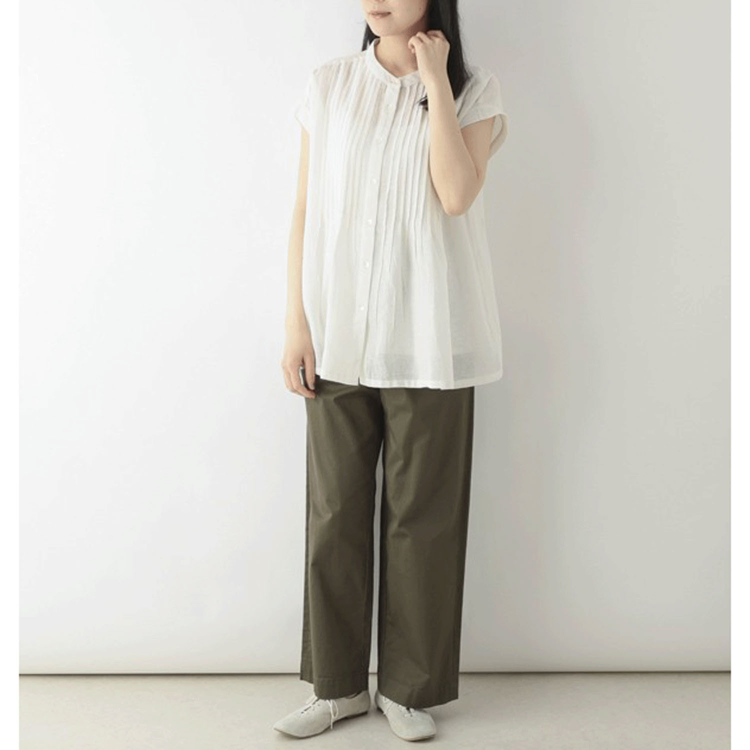 東京かんかん 虹色ピンタックコットンリネンガーゼブラウス - 画像2