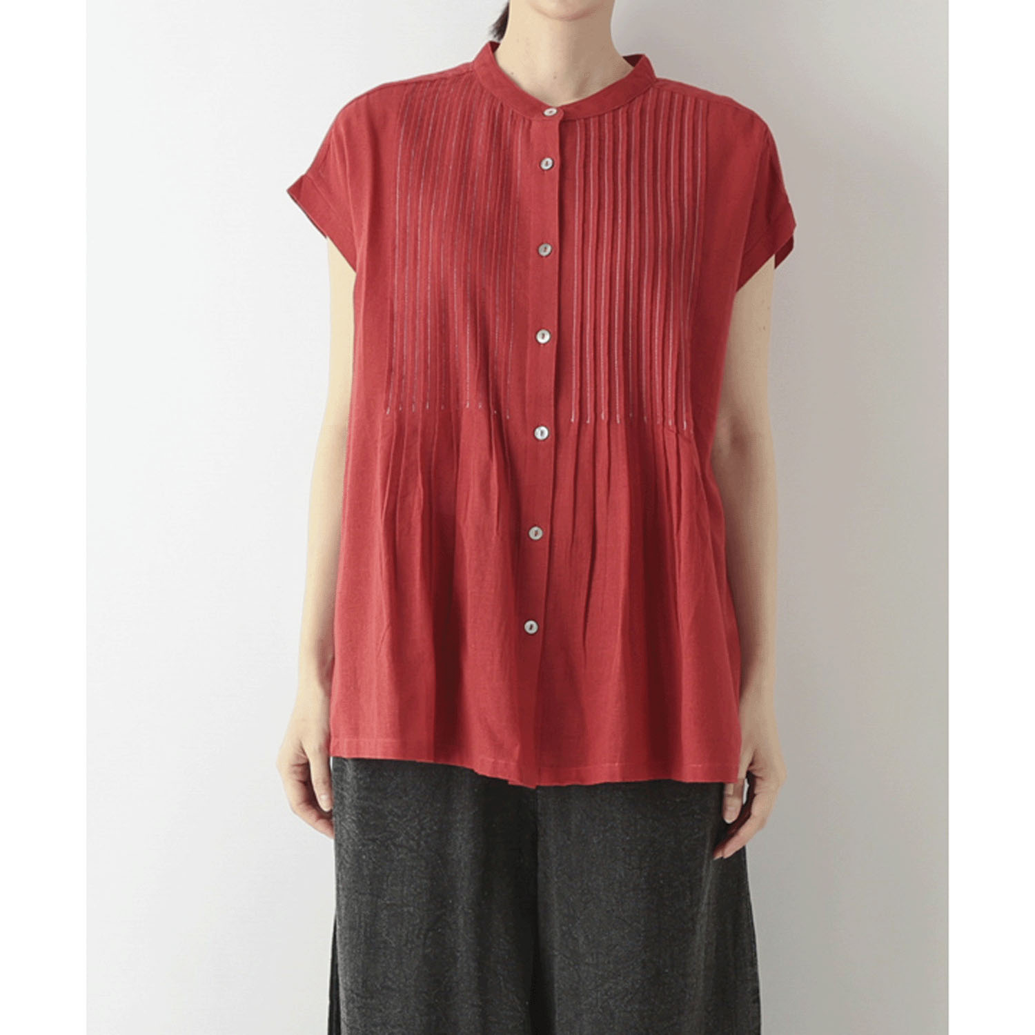 東京かんかん 虹色ピンタックコットンリネンガーゼブラウス - 画像4