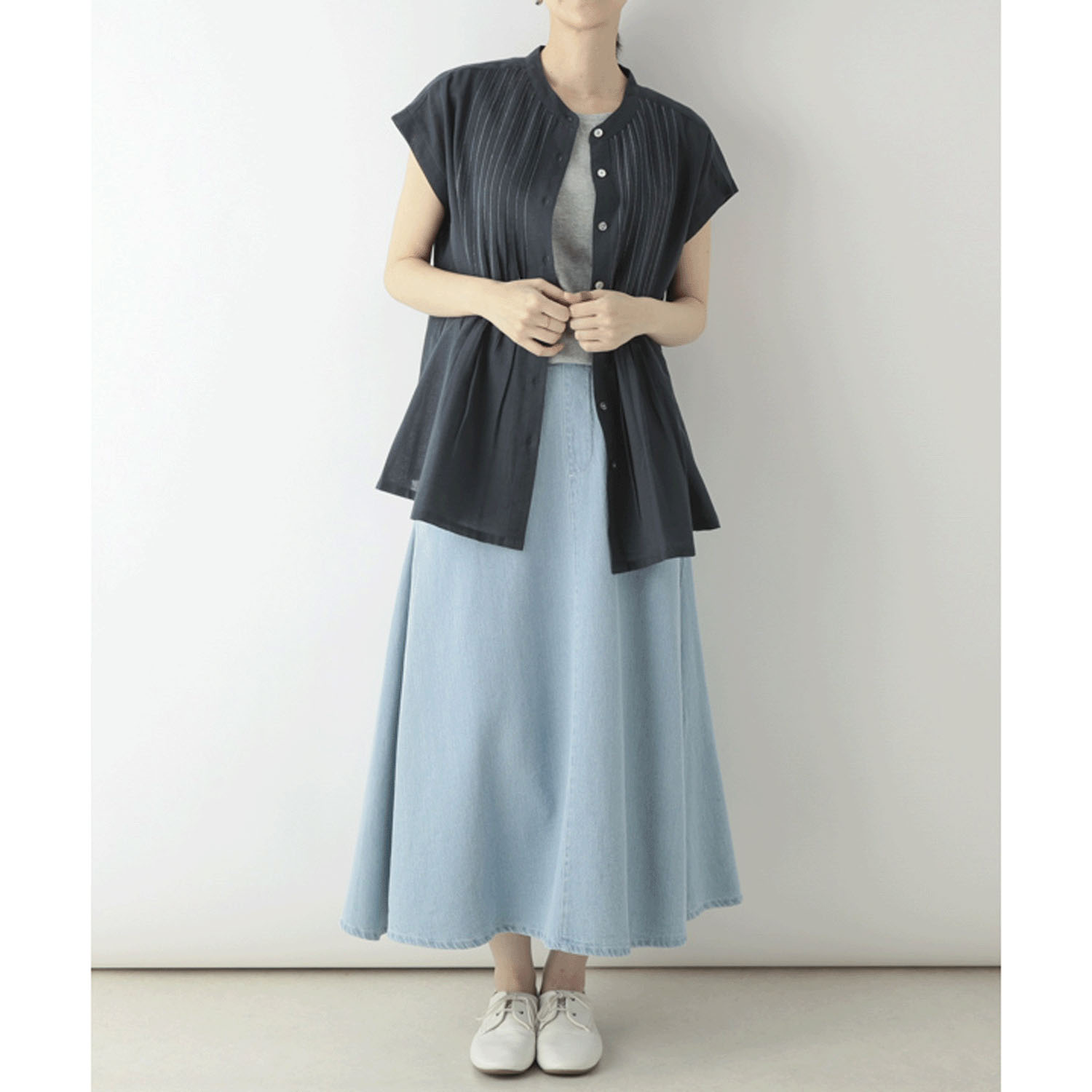 東京かんかん 虹色ピンタックコットンリネンガーゼブラウス - 画像6