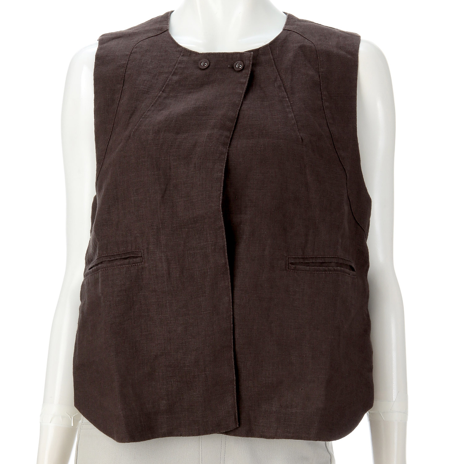 doux bleu クラシックリネン ショートベスト