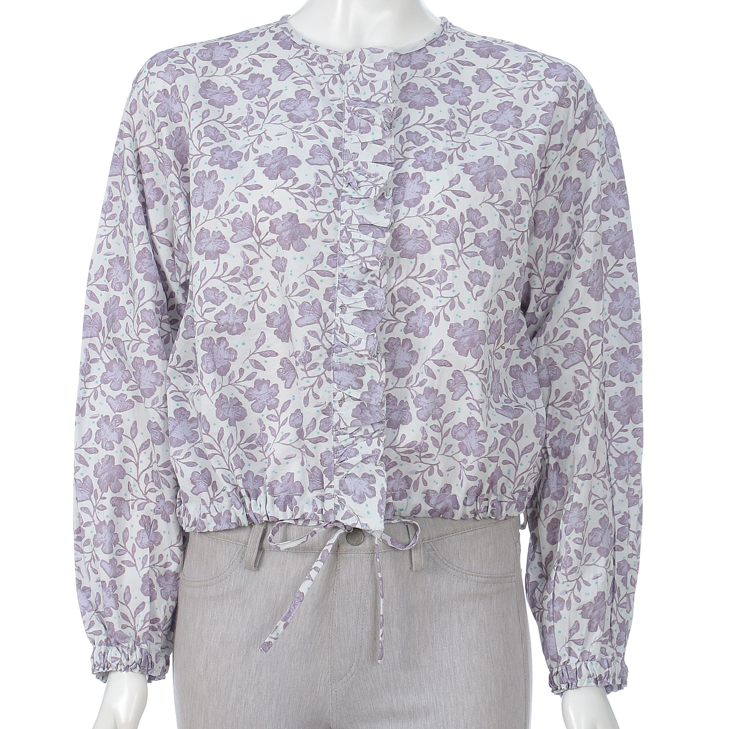 doux bleu フラワーモダンプリントフリルブラウス - 画像11