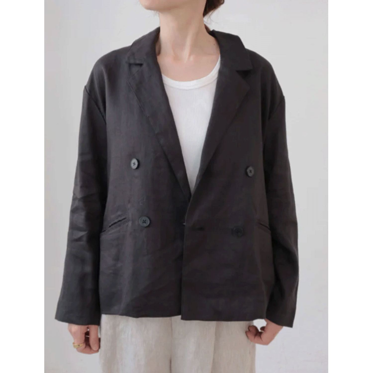 doux bleu リネンワイドジャケット - 画像5