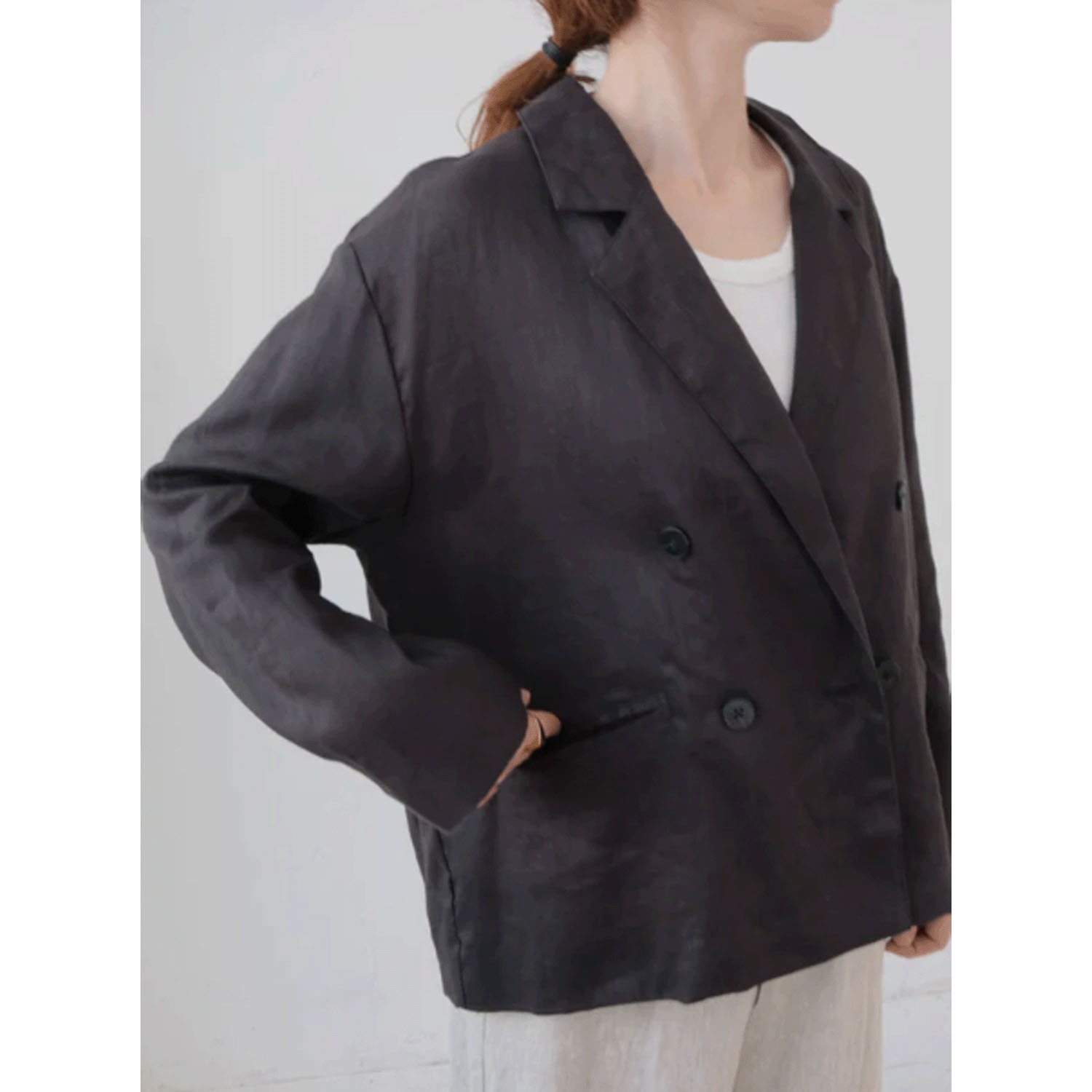 doux bleu リネンワイドジャケット - 画像6