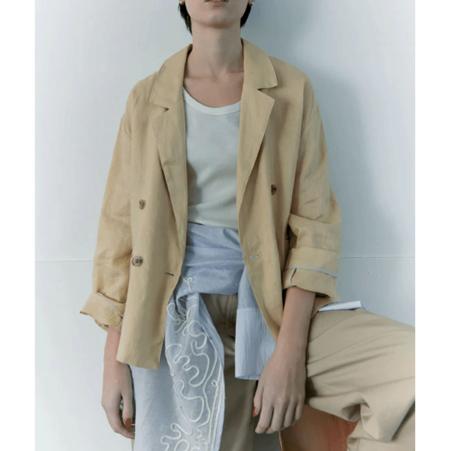 doux bleu リネンワイドジャケット