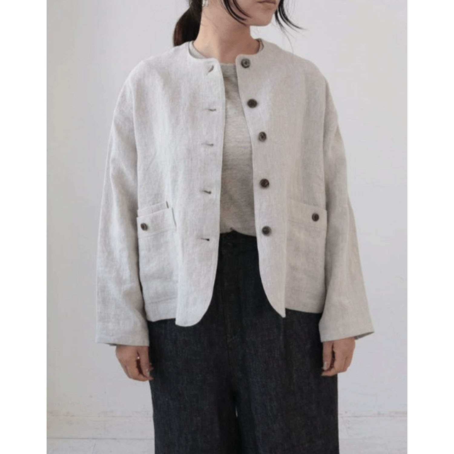 YARRA リネンノーカラージャケット - 画像1