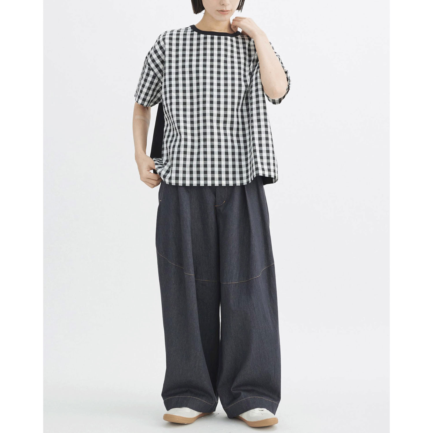 ATELIER EQUAL style ギンガムチェック天竺切替プルオーバー - 画像3