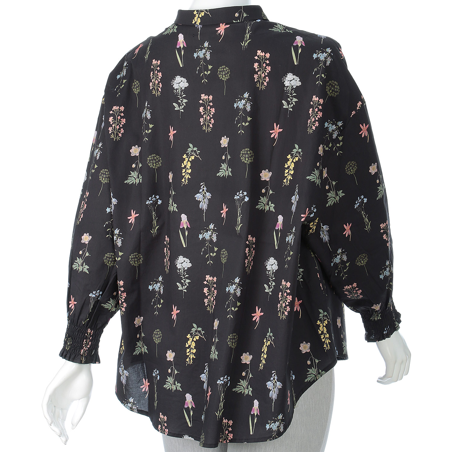YURK genite van フラワープリント袖シャーリングシャツ - 画像3