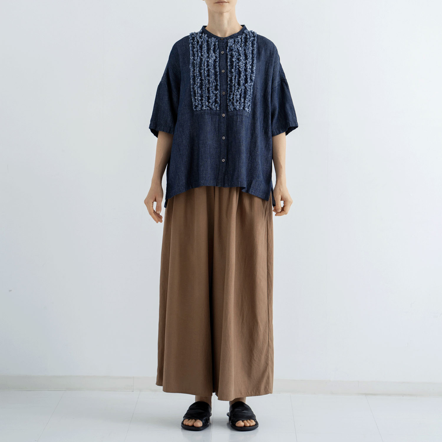 4．5oz綿麻甘撚りデニム（ista－ireオリジナル生地） フリンジブラウス - 画像11