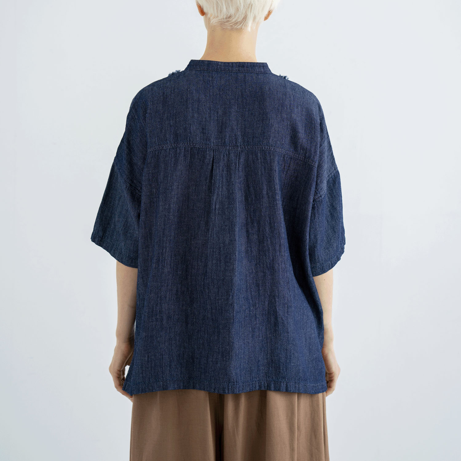 4．5oz綿麻甘撚りデニム（ista－ireオリジナル生地） フリンジブラウス - 画像10